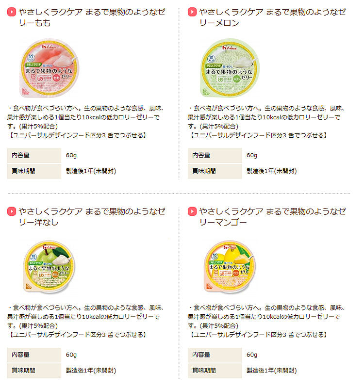 ハウスギャバン 介護食 区分3 やさしくラクケア まるで果物のようなゼリー 7種×各5個セット ( 区分3 舌でつぶせる デザート やわらか食 お試し ) 介護用品