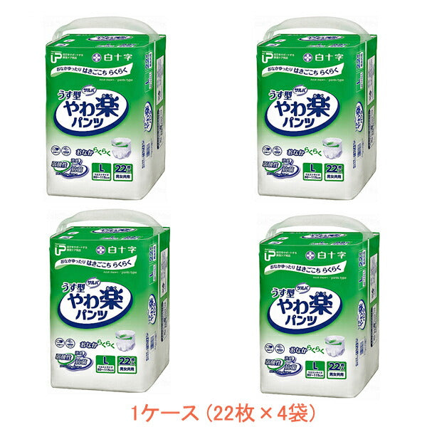1ケース P.U サルバ やわ楽パンツ L 35873 1ケース(22枚×4袋) 白十字 (介護 おむつ 紙パンツ) 介護用品