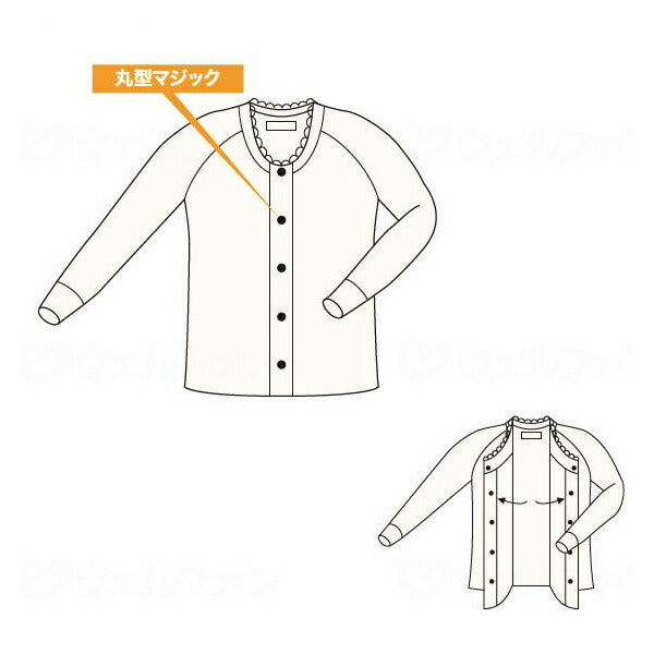 肌着 綿キルト前開き長袖スリーマー BM2 M L 神戸生絲 (介護 衣類 肌着) 介護用品