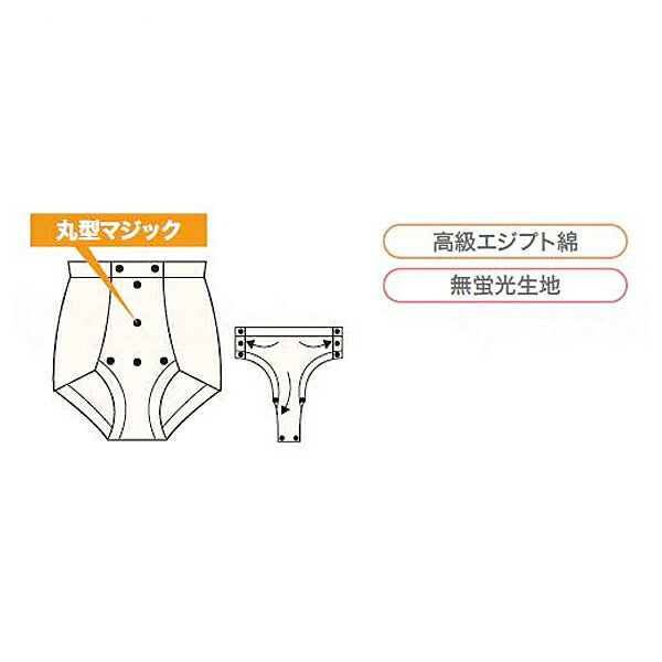 介護 下着 ワンタッチ肌着 紳士用ブリーフ No.13 神戸生絲 男性用 メンズ 綿100% 介護用品