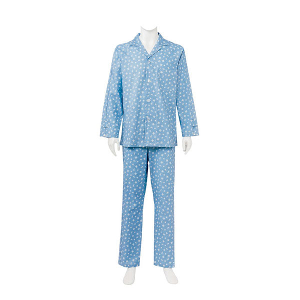 【訳アリ品につき特価】介護用パジャマ オムツ交換 上下 パジャマ 介護 ねまき ソフトケアパジャマ ファスナー付 ペーズリー L 紳士用 前開き (代引き不可)