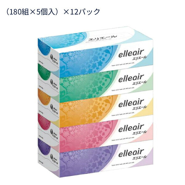 エリエール ティシュー (180組×5個入)×12パック 20823453 大王製紙 介護用品 ティッシュペーパー まとめ買い