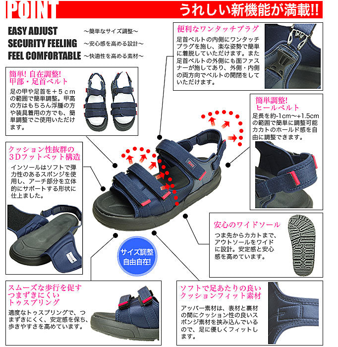 saisai ジャストフィットサンダル WG520 マリアンヌ製靴 (介護 シューズ) 介護用品