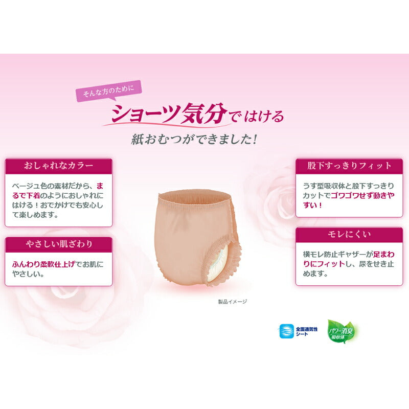 (1ケース) はくパンツ下着のようなベージュタイプ M / 18012 24枚×4袋 リブドゥコーポレーション (紙パンツ 尿ケア) 介護用品