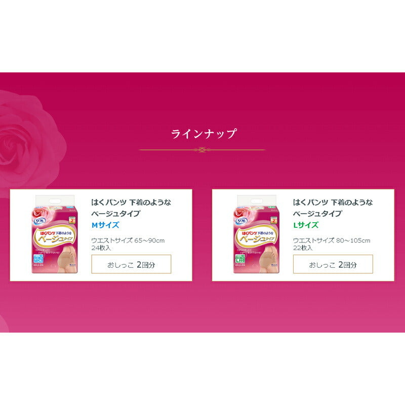 (1ケース) はくパンツ下着のようなベージュタイプ M / 18012 24枚×4袋 リブドゥコーポレーション (紙パンツ 尿ケア) 介護用品