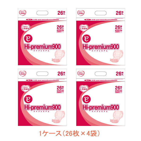 (1ケース) エルモア いちばん+e ハイプレミアム900 455171 1ケース(26枚×4袋) カミ商事 (介護 おむつ パッド) 介護用品