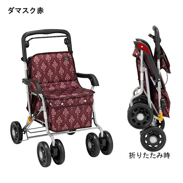 シルバーカー マイン MNB-01SN MNB-01RD マキテック 手押し車 ショッピングカート 折りたたみ 座れる 歩行補助 買い物 ショッピングカー 介護 介護用品