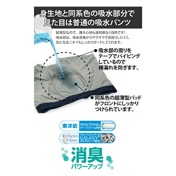 メンズ 失禁パンツ スマートボクサーパンツ 大容量タイプ 紳士用 TJI-471GA 3色組(グレー・ネイビー・ブラック) 辻一 介護 介護用品