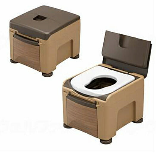 パナソニック 樹脂製ポータブルトイレ ラフィーネキューブ プラスチック便座 PN-L30401CH 木目 バケツ式 パナソニック エイジフリー (ポータブルトイレ プラスチック 椅子) 介護用品
