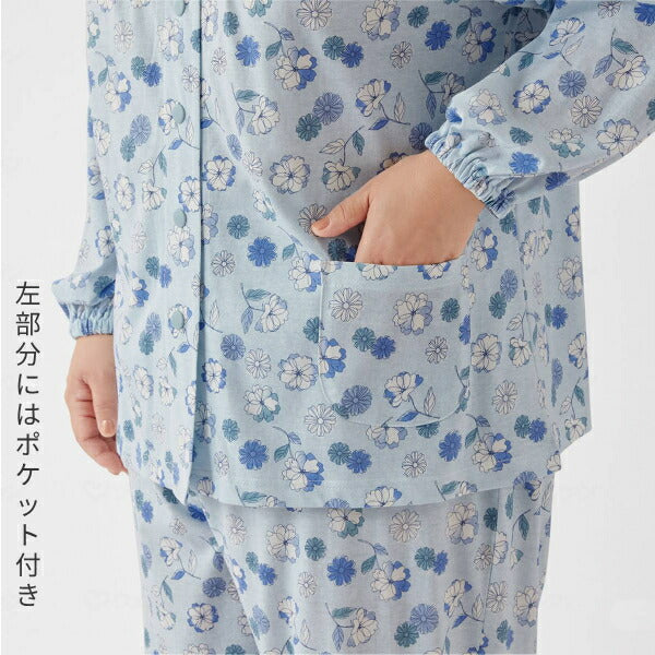 寝巻き 婦人 綿100%着替え楽らくゆったりパジャマ セルヴァン (ねまき 介護服 女性用 部屋着) 介護用品