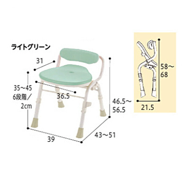 シャワーチェア 介護用風呂椅子 やわらかシャワーチェア クレオ折りたたみ 防カビプラス 腰当付390 幅39cm 140063 ライトグリーン リッチェル 介護 介護用品