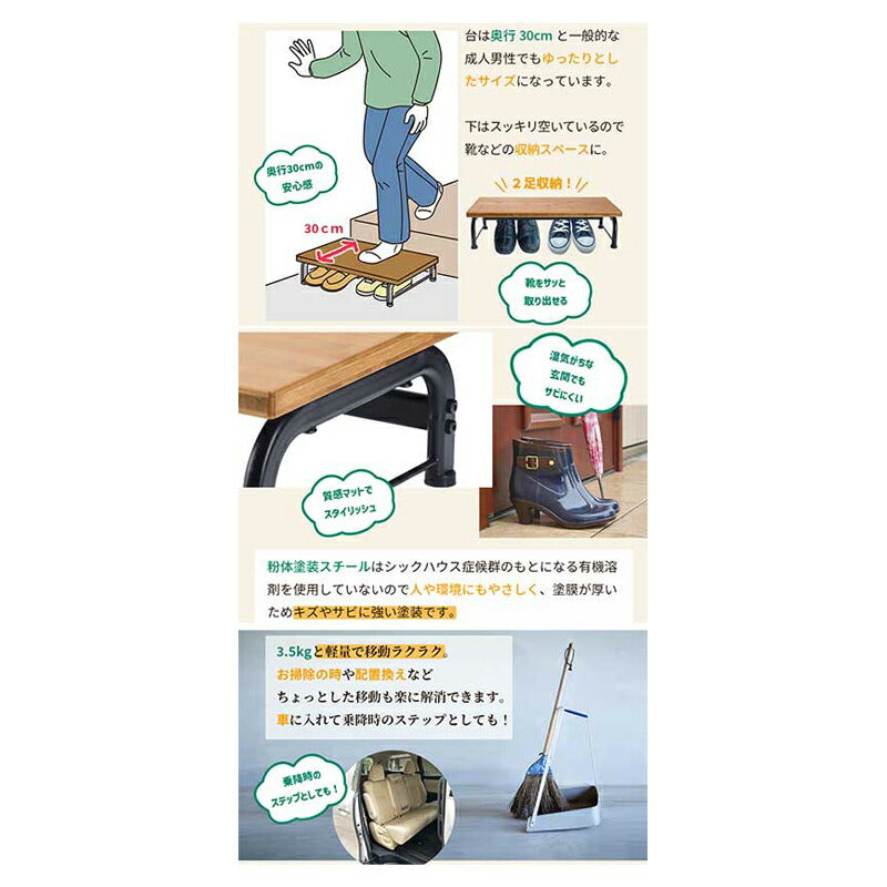 玄関ステップ 段差解消踏台 楽竹ライト rk-02017-bk 楽々健 玄関 踏み台 ステップ 介護 介護用品