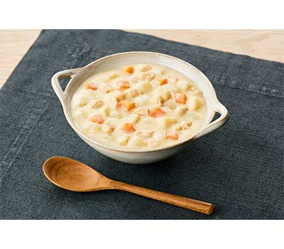 介護食 レトルト やわらか食 まんぷく日和 やわらか鶏のクリーム煮 100g アサヒグループ食品 ムース食 ミキサー食 歯ぐきでつぶせる 区分2 介護食品 おかず