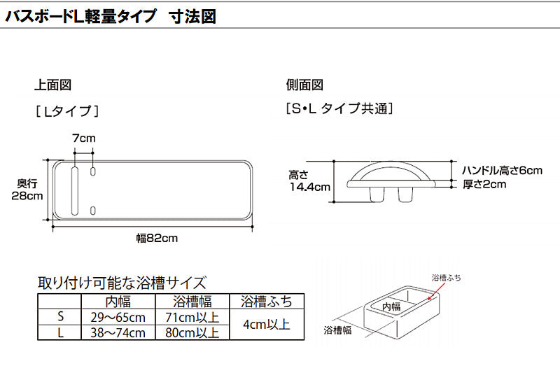 バスボード 軽量タイプ L VAL11002 幅82cm パナソニック エイジフリー (入浴用品 お風呂用ボード) 介護用品