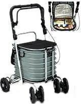 シルバーカー おしゃれ 散歩 シニア ハーモニーAL (保冷バッグ付き) 島製作所 (手押し車 折りたたみ 保冷バッグ 介護 シルバー カー) 介護用品 軽量 座れる コンパクト 歩行補助 買い物 ショッピングカー