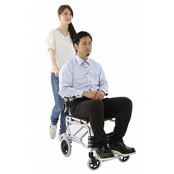 介助型 車椅子 AR-032 楽々健株式会社 (介助式 軽量 アルミ製 折りたたみ 車いす) 介護用品