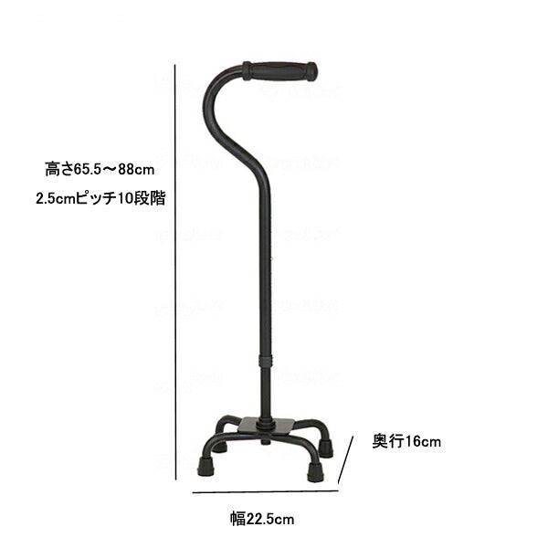 夢ライフ 4点ステッキ 9741 ブラック ウェルファン (介護 歩行補助 杖 つえ 4点杖) 介護用品