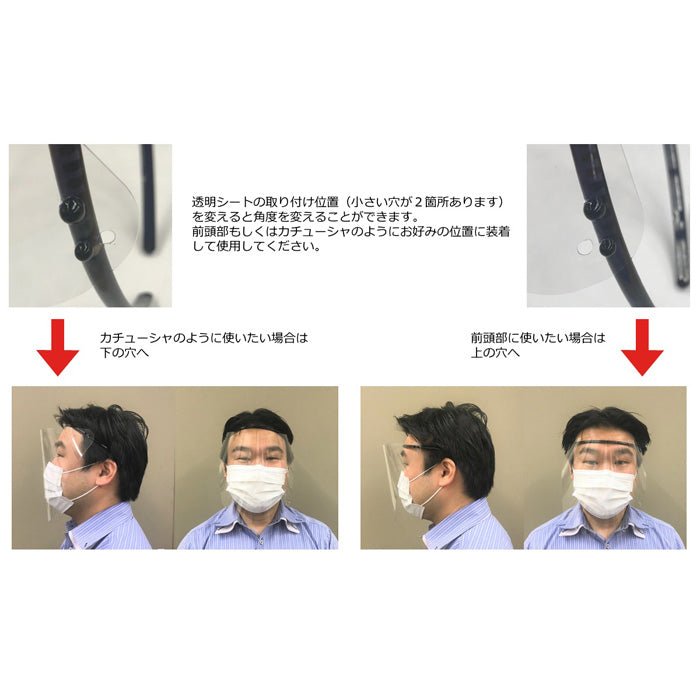 1ケース 20枚入り (代引き不可) 日本製 耐久性高 簡単フェイスシールド 防塵・飛沫防止 フェイスガード コロナ対策 配送日・時間帯指定不可 送料無料 感染対策商品 介護用品