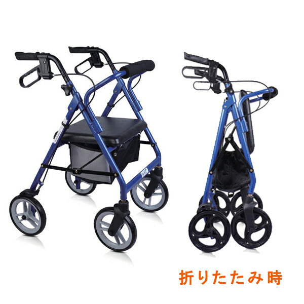 シルバーカー 散歩 シニア おしゃれ (代引き不可) ジャパンベースモデルブルー/ WBM82J エボリューションテクノロジーズ (歩行車 屋内 屋外 日本向け) 介護用品 軽量 座れる コンパクト 歩行補助 買い物 ショッピングカー 老人車 手押し車