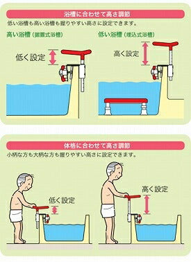 浴槽 手すり アロン化成 安寿 高さ調節付浴槽手すり UST-130(入浴関連 浴室てすり 入浴グリップ)