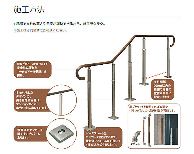 (代引き不可) 手すりAG( 屋外用) 支柱勾配対応式 VALTPK24 パナソニック エイジフリー (介護 手すり 手すり 屋外 手すり 介護 用) 介護用品