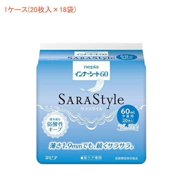 1ケース インナーシート60 IS60C→IS60D 1ケース(20枚入×18袋) 王子ネピア (尿ケアシート 女性用) 介護用品