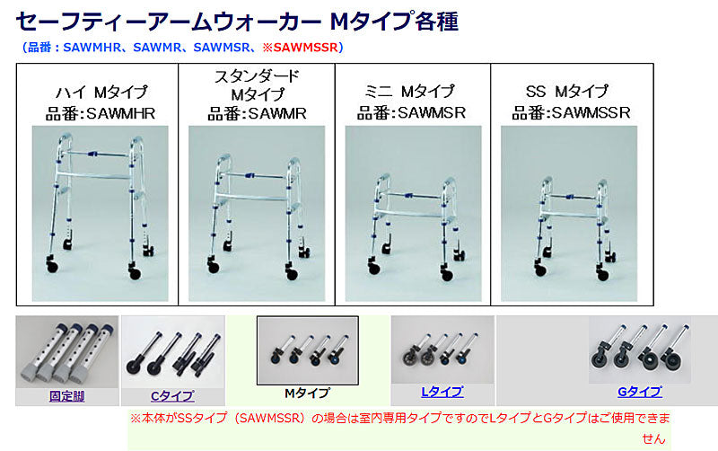 イーストアイ セーフティーアームウォーカー Mタイプ スイングキャスタータイプ SSタイプ SAWMSSR (介護 歩行器 歩行補助器 折たたみ) 介護用品