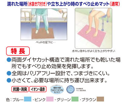 滑り止めマット ダイヤミニマット 穴開きタイプ(SDMH) 45×50cm SDMH45 シンエイテクノ (すべり止めマット) 介護用品