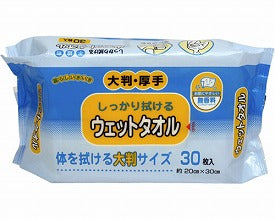 ウェットタオル大判厚手 KN-102 30枚入 ストリックスデザイン カナッペ事業部 (汗拭きシート ボディ用 使い捨て) 介護用品