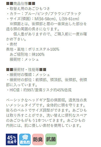アボネットガード Aタイプ 浅型タイプ メッシュ 2073 特殊衣料 保護帽 転倒 衝撃 介護用品