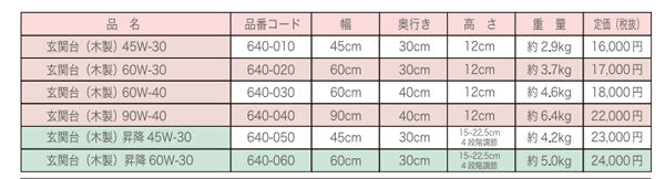 玄関台(木製) 昇降60W-30 640-060 (幅60×奥行30×高さ15〜22.5cm・4段階) シコク (玄関 踏み台 木 踏み台 木製 転倒防止 ステップ 踏み台 ステップ 木製) 介護用品