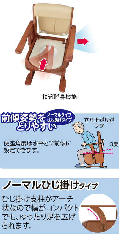 アロン化成 安寿 家具調トイレ セレクトR ノーマル 533-855 暖房・快適脱臭 (ポータブルトイレ 肘付き椅子 暖房便座 消臭 トイレ 脱臭機 天然木 キャスター付き) 介護用品