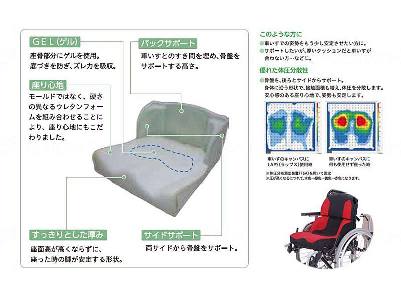 (代引き不可) LAPS(ラップス)+LAP Backsセット TC-LS11 タカノ (車椅子 車イス クッション 介護 体圧分散) 介護用品