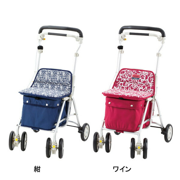 シルバーカー おしゃれ 散歩 シニア ヘルスバック ライトミニM LMM ウィズワン (手押し車 折りたたみ コンパクト ミドル) 介護用品 軽量 座れる コンパクト 歩行補助 買