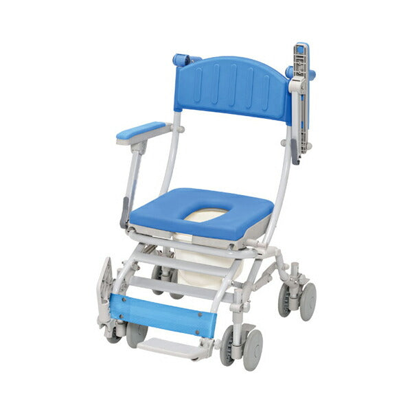 (法人様限定 代引き不可) シャトレチェアC 4輪自在タイプ O型シート バケツ付 STR6203 ウチヱ (お風呂 椅子 浴用 シャワーキャリー 折りたたみ) 介護用品