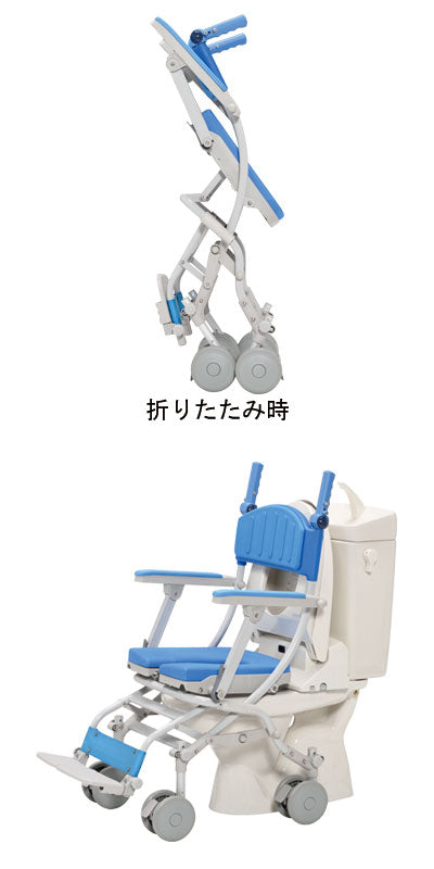 (法人様限定 代引き不可) シャトレチェアC 4輪自在タイプ O型シート バケツ付 STR6203 ウチヱ (お風呂 椅子 浴用 シャワーキャリー 折りたたみ) 介護用品