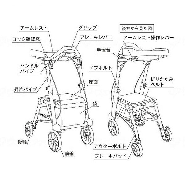 (代引き不可) シトレア WAW23 クリームイエロー 幸和製作所 (歩行車 歩行補助 折りたたみ 介護) 介護用品