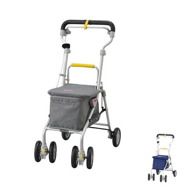 (ネイビー:メーカー欠品中、12月中旬入荷予定) シルバーカー ライトミニ アンジェレッタ LMAN-NB LMAN-GY ウィズワン (介護 お出かけ シルバーカー 座れる)介護用品
