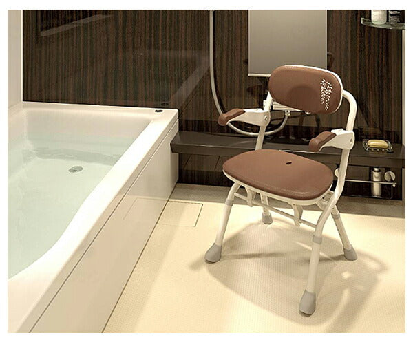 アロン化成 安寿 楽らく開閉シャワーベンチ Sフィット (もちぷる) 536-126 ブラウン (介護用 風呂椅子 介護 浴室 椅子) 介護用品