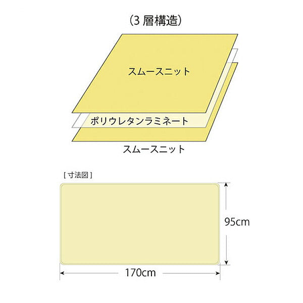 防水シーツ 洗える 介護 大人 シングル あんしん3層スムース防水シーツ MT-7040 幅170×長さ95cm クリーム 丸田シャツ (介護 防水 シーツ 寝具) 介護用品