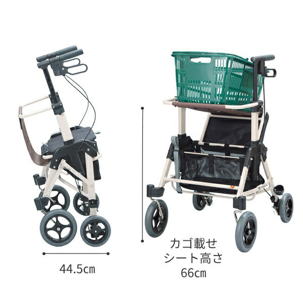 シルバーカー コンパクト おしゃれ 座れる くらしサポート歩行車スムーディ 買物用 カウサポ PN-L70101 パナソニック エイジフリー (歩行車 ショッピングカート カゴ載せ 折りたたみ) 介護用品