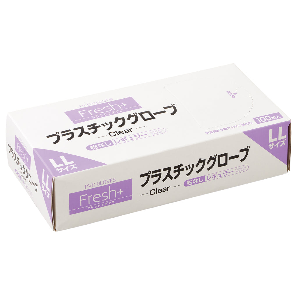 【施設・法人限定】 フレッシュプラス プラスチック手袋 粉無し 100枚 S M L 大黒工業株式会社