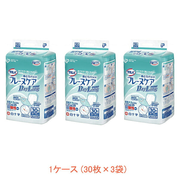 1ケース PU サルバフレーヌケア デイロング 33217　1ケース(30枚×3袋) 白十字 (介護 おむつ パッド 男女共用) 介護用品