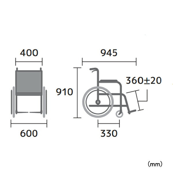 車椅子 軽量 コンパクト (代引き不可) アルミ製自走式車いす BAL-R1 ミキ ノーパンクタイヤ 座幅40cm (折りたたみ 自走用車椅子 車いす 介護用品)