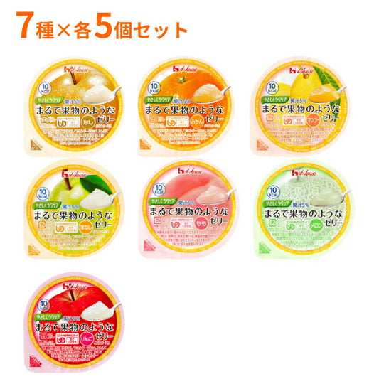 ハウスギャバン  介護食 区分3 やさしくラクケア まるで果物のようなゼリー 7種×各5個セット ( 区分3 舌でつぶせる デザート やわらか食 お試し ) 介護用品