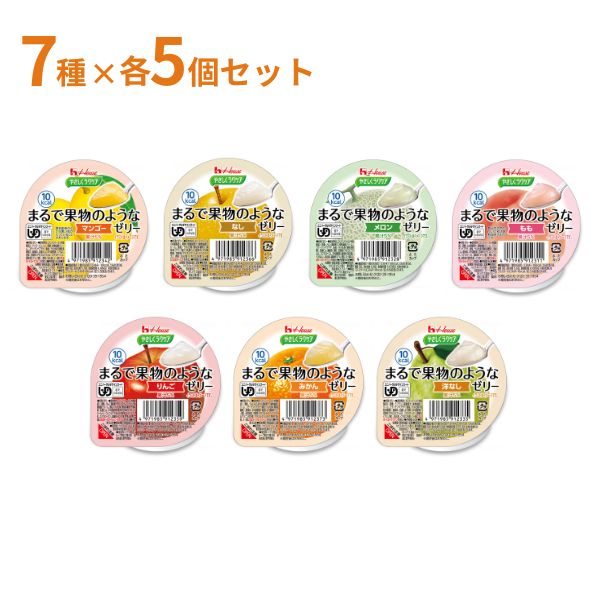 【おまけつき】介護食 ゼリー やさしくラクケア まるで果物のようなゼリー 7種×各5個セット  区分3 舌でつぶせる 高齢者 嚥下食 介護食品 食欲不振 水分補給