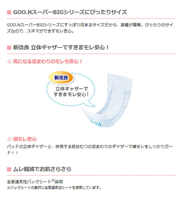 グーン スーパーBIG 安心吸収パッド 753860 26枚 大王製紙 (紙おむつ 尿ケア 介護 パッド) 介護用品