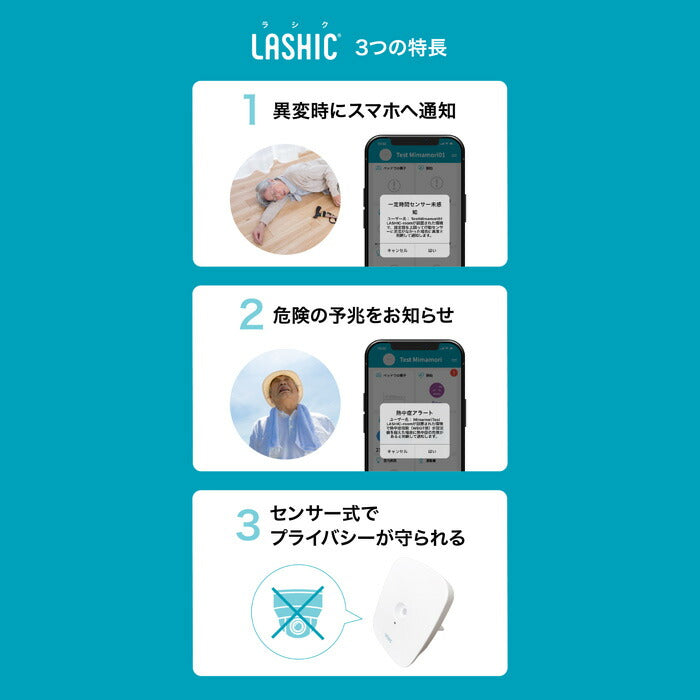 【Wi-Fi通信モデル】見守りセンサー LASHIC-room 初期費用のみ 見守り 介護 インフィック 高齢者 一人暮らし ひとり暮らし スマホ 介護用品 連動  (代引き不可)