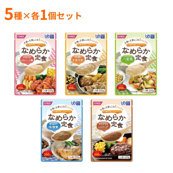 介護食 ホリカフーズ 区分4 なめらか定食 5種セット 225g×各1個セット (区分4 かまなくてよい おためし) 介護用品