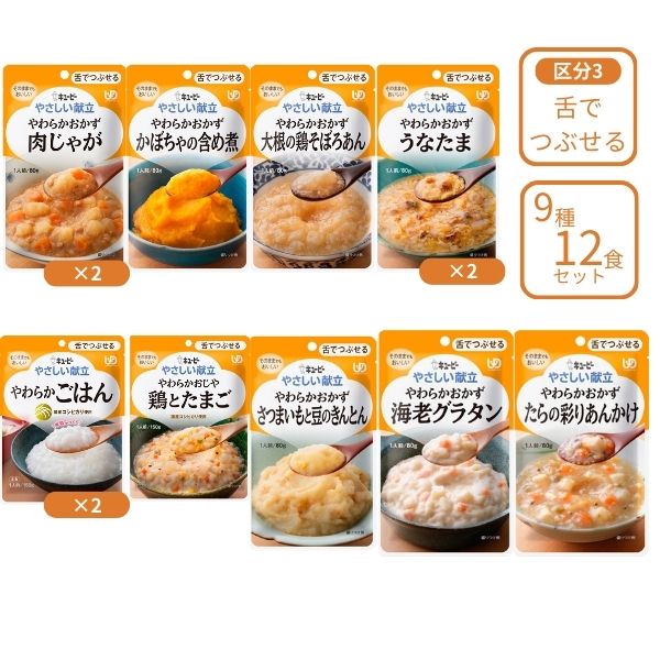 介護食 レトルト やわらか食 キューピー やさしい献立 9種12食 セット ペースト食 ミキサー食 柔らかい 高齢者 ペースト おかず トロミ やわらかい